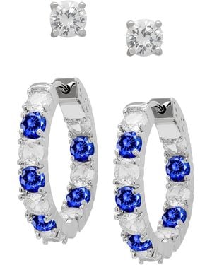 Macy's Lab-grown Blue And Sapphire Hoop Earrings (4.9 Ct. T.w.