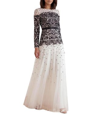 Needle & Thread Gilded Long Sleeve Maxi Lace Gown - White