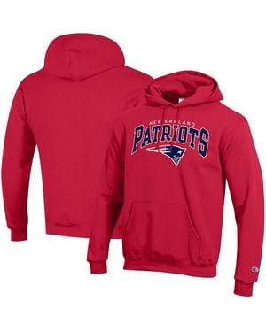 Champion New England Patriots Powerblend Arch Over Logo Hoodie - Red