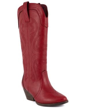 Sugar Two Step Tall Western Boots - Red