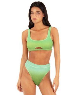 Hurley Ombre Scrunch Scoop Neck Bikini Top Cheeky High Rise Swim Bottoms - Green