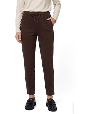 Olsen Lisa Faux Suede Drawstring Straight Pants - Brown