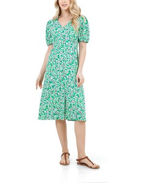 Fever V-neck Empire Waist Midi Dress - Green