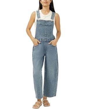 Silver Jeans Co. Denim Barrel-leg Overalls - Blue