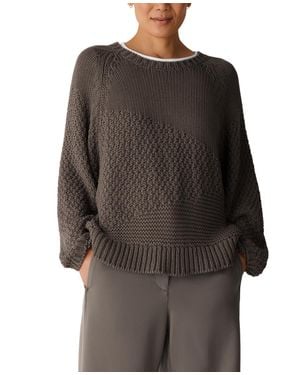Eileen Fisher Boxy-fit Long-sleeve Crewneck Sweater - Black