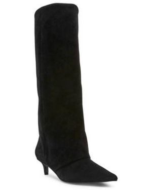 Steve Madden Luca Slouchy Kitten Heel Dress Boots Regular Wide Calf - Black