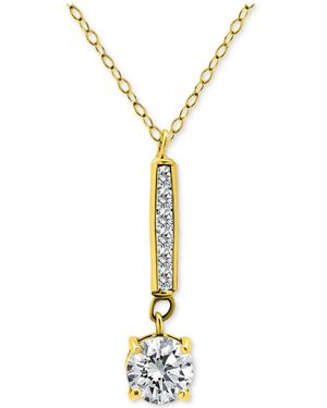 Giani Bernini Round Cubic Zirconia Bar Drop Pendant Necklace - Metallic