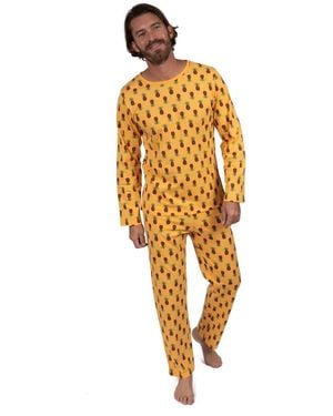 Leveret Matching Family Two Piece Cotton Long Sleeve Loose Fit Pajamas - Metallic