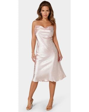 Bebe Satin Jacquard Midi Slip Dress - Pink