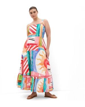 City Chic Plus Size Sunlit Print Maxi Dress - White