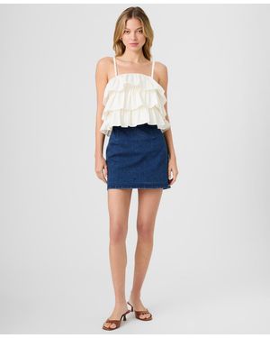 French Connection Aimee Ruffle Detail Cotton Top - Blue