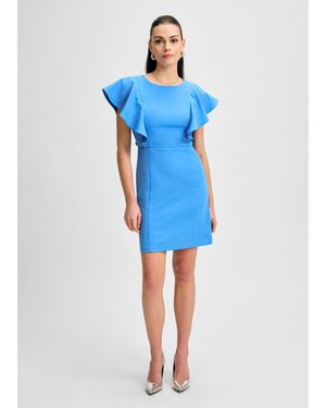 Isaac Mizrahi New York Flutter Detail Mini Dress - Blue