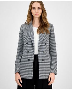 BarIII Houndstooth Faux Double-breasted Jacket - Gray