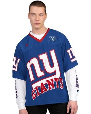 Starter /white New York Giants Short Sleeve Long Sleeve T-shirt Combo Pack - Blue