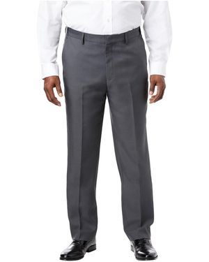 Kingsize Big & Tall Easy Movement Plain-front Expandable Dress Pants - Gray