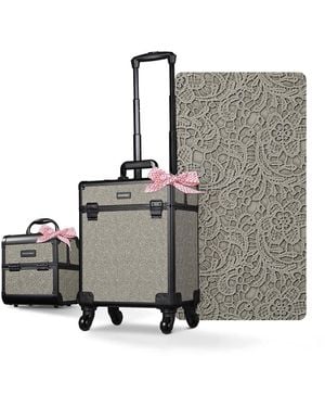 Byootique 2-piece Makeup Train Case Cosmetic Organizer Kit Rococo Coral Artists - Metallic