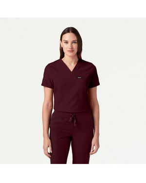 Jaanuu Rhena 1-pocket Slim V-neck Scrub Top - Red