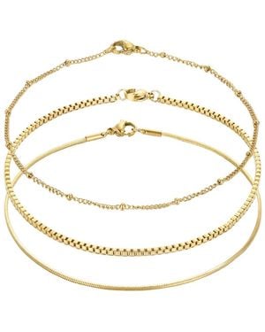 Adornia Tarnish Resistant Set Of 3 Chain Anklets - White