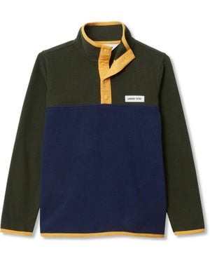Lands' End Girls Anyweather Fleece Snap Neck Pullover - Blue