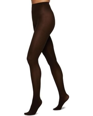 Hue Ribbed Control Top Tights - Black