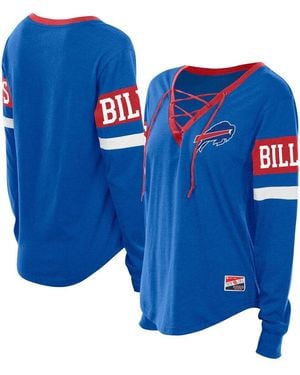 KTZ Buffalo Bills Throwback Lace-up Long-sleeve T-shirt - Blue