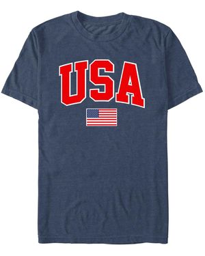 Generic Additude Usa Collegiate And Flag Short Sleeve T-shirt - Blue