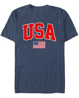 Generic Additude Usa Collegiate And Flag Short Sleeve T-shirt - Blue