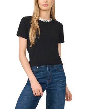 Cece Short-sleeve Sequin Crewneck T-shirt - Black
