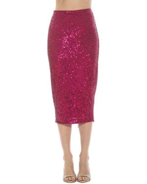 Alexia Admor Ana Midi Sequin Pencil Skirt - Red