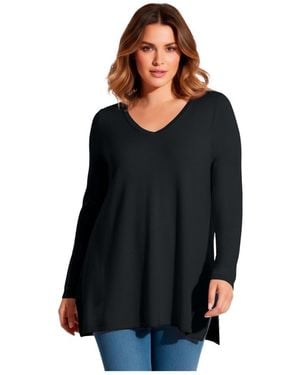 Avenue V-neck Tunic Sweater - Black