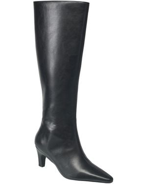 French Connection Kitten Heel Leather Booties - Black