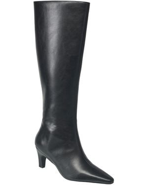 French Connection Kitten Heel Leather Booties - Black