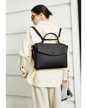 Victoria Hyde London Potter Water-resistant Leather Convertible 13" Laptop Backpack - Black
