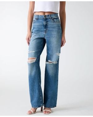 Guess High-rise Straight Leg Jeans - Blue