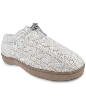 Heat Holders Ava Cable Knit Drawstring Slippers - White