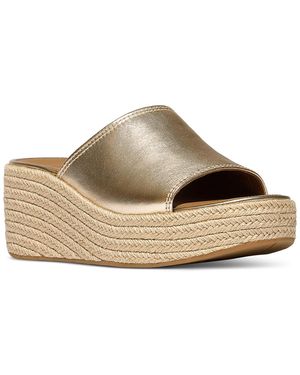 Fitflop Platfforms Espadrille Leather Wedge Slides - Brown