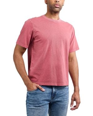 Xray Jeans Vintage Distressed Boxy Oversized Heavyweight Acid Wash Cotton Crew T-shirt - Red