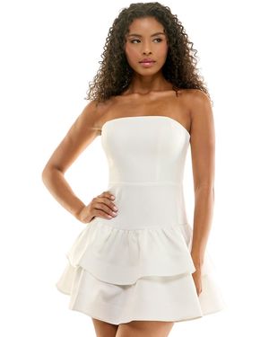 Seni & Cade Strapless Drop-waist Tiered Mini Dress - White