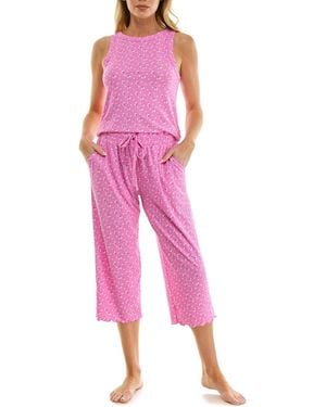 Roudelain Variegated Rib Tank Top & Pants - Pink