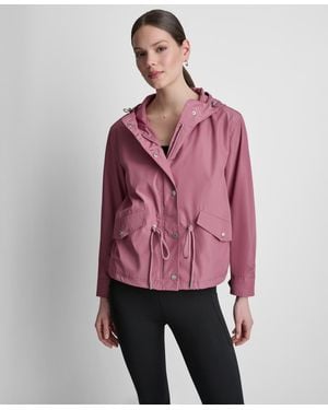 DKNY Cropped High-low Hooded Jacket - Red