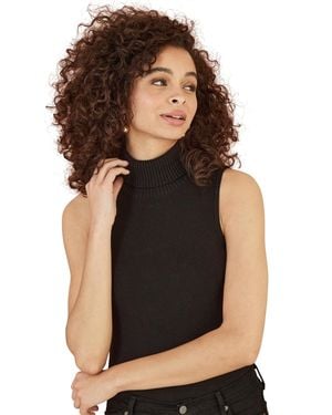 Yumi' Roll Neck Sleeveless Sweater - Black