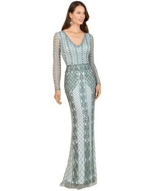 Lara Long Sleeve Beaded Dress - Blue