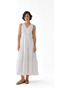REISTOR Tiered Wrap Maxi Dress - White