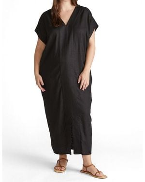 UNIVERSAL STANDARD Plus Size Cabana Linen Kaftan - Black