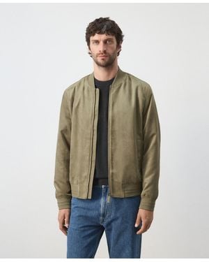 Mango Suede-effect Bomber Jacket - Green