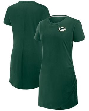 Fanatics Bay Packers Ruched Drape T-shirt Dress - Green