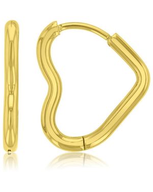 Roxy Waterproof Platinum 15mm Tube Heart huggie Earrings - Yellow