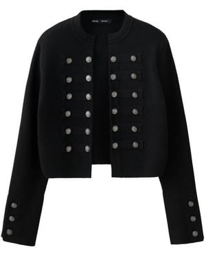 Mango Jafar Fine-knit Cropped Jacket - Black