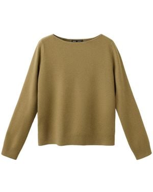 Mango Fine-knit Boat-neck Sweater - Green