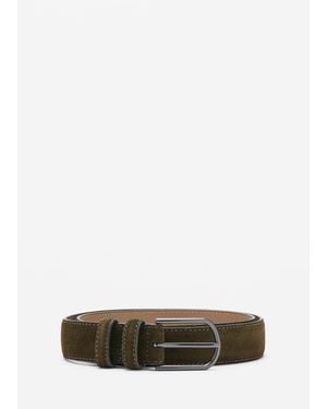 Mango Suede Leather Belt - Green